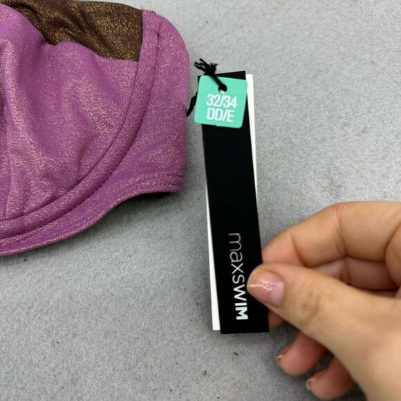 NWT MAXSWIM Sasha Shimmer Underwire Bikini Swim Top Size 32/34 DD/E - Picture 4 of 7